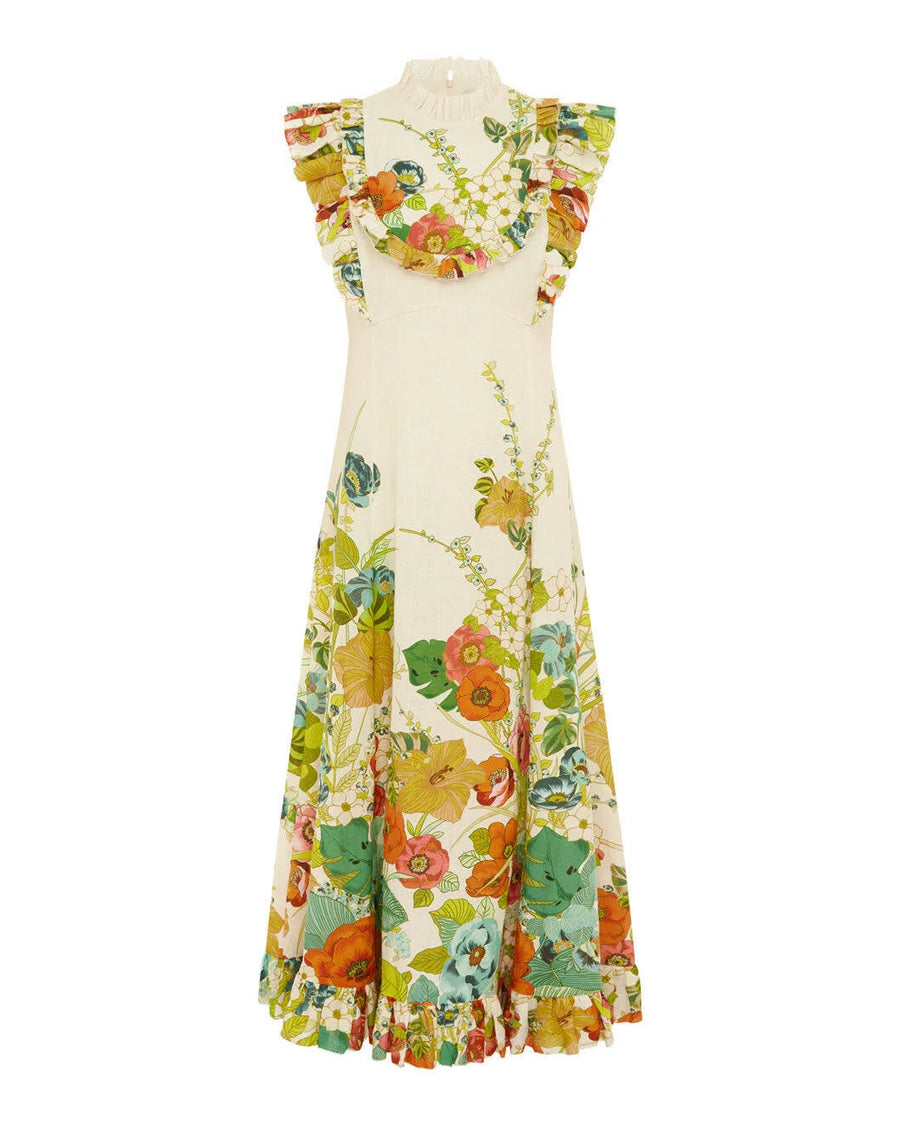 alemais constance midi dress cream floral