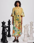 alemais Cresida Shirtdress yellow floral on figure front