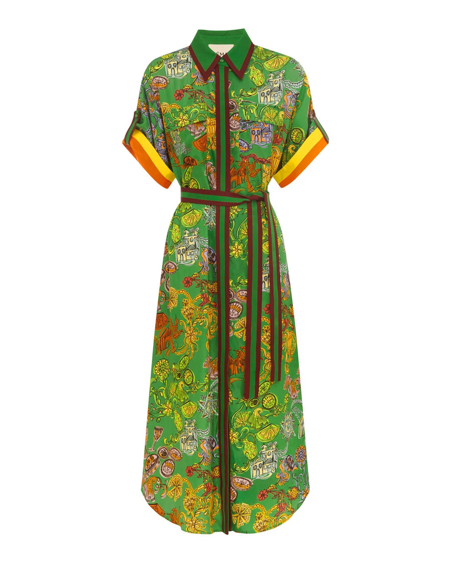 alemais Fiesta Shirtdress green print