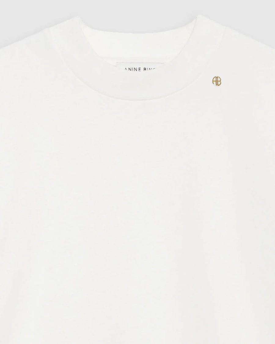 anine bing auburn tee ivory white detail