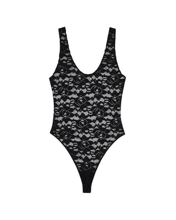 anine bing alysha bodysuit top black floral isolated front