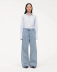 another tomorrow light wash Carpenter Denim Pant on figure front