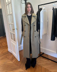 another tomorrow Convertible Trench olive and black on figure sleeveless