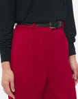 another tomorrow wide leg suit pant ruby red on figure front detail