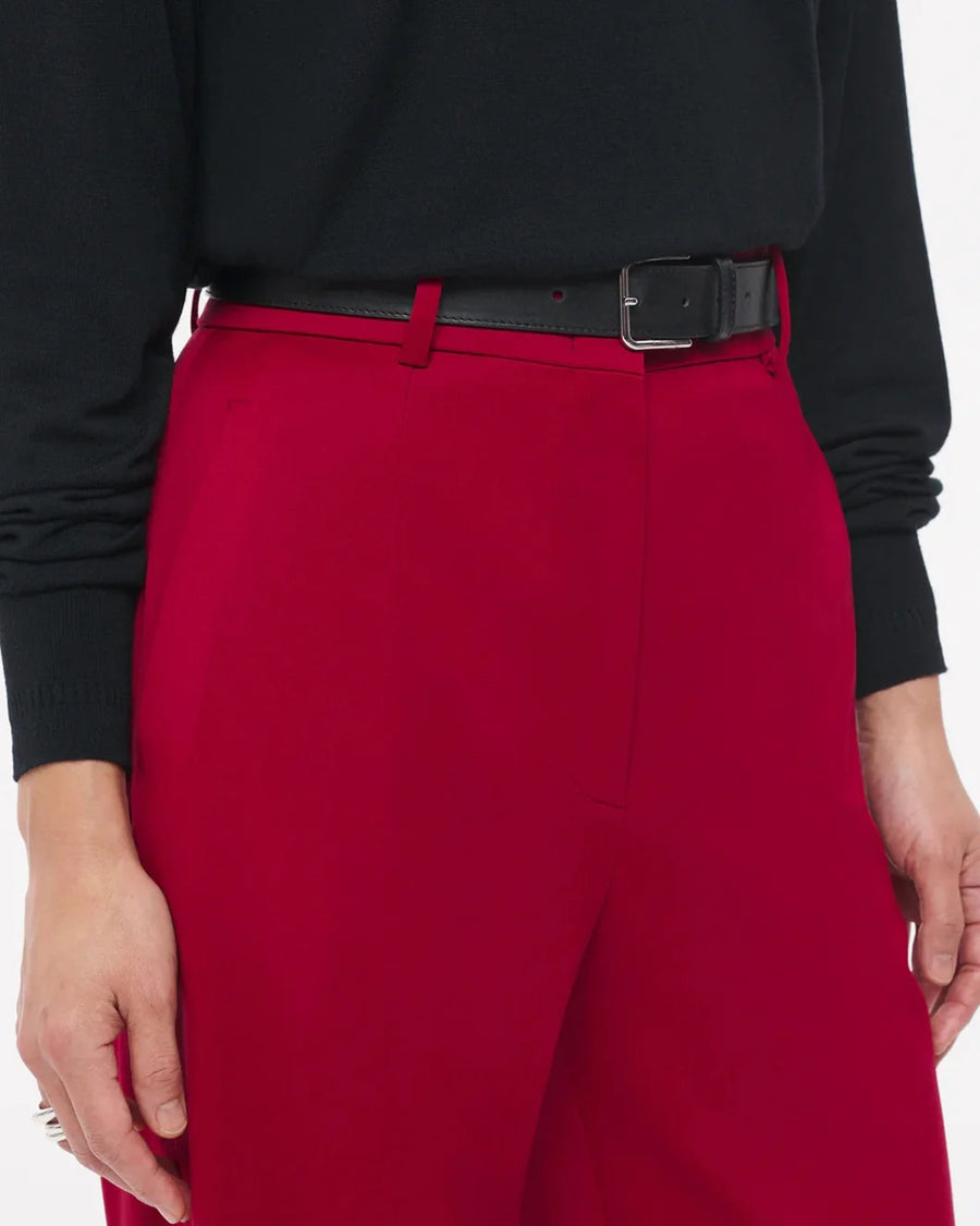 another tomorrow wide leg suit pant ruby red on figure front detail