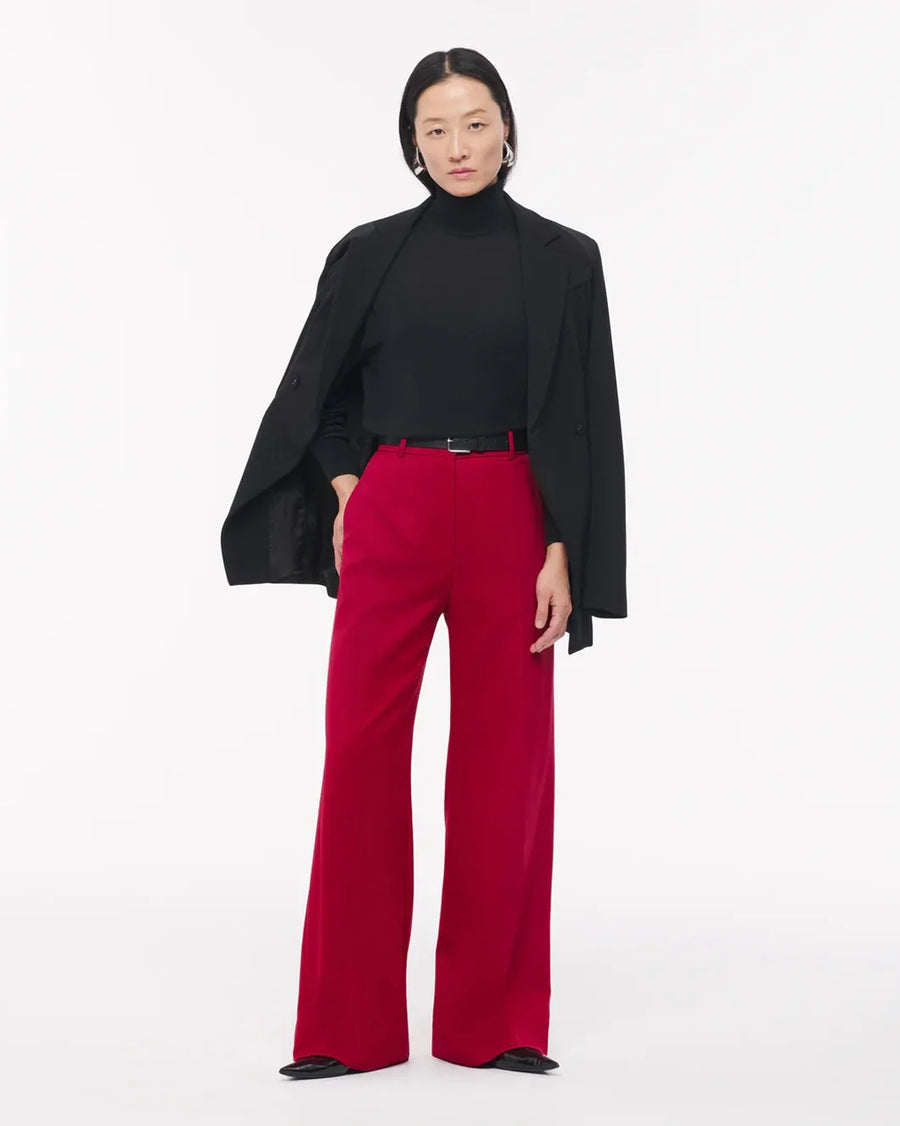 another tomorrow wide leg suit pant ruby red on figure front