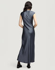 argent minimal bias dress blue stone back