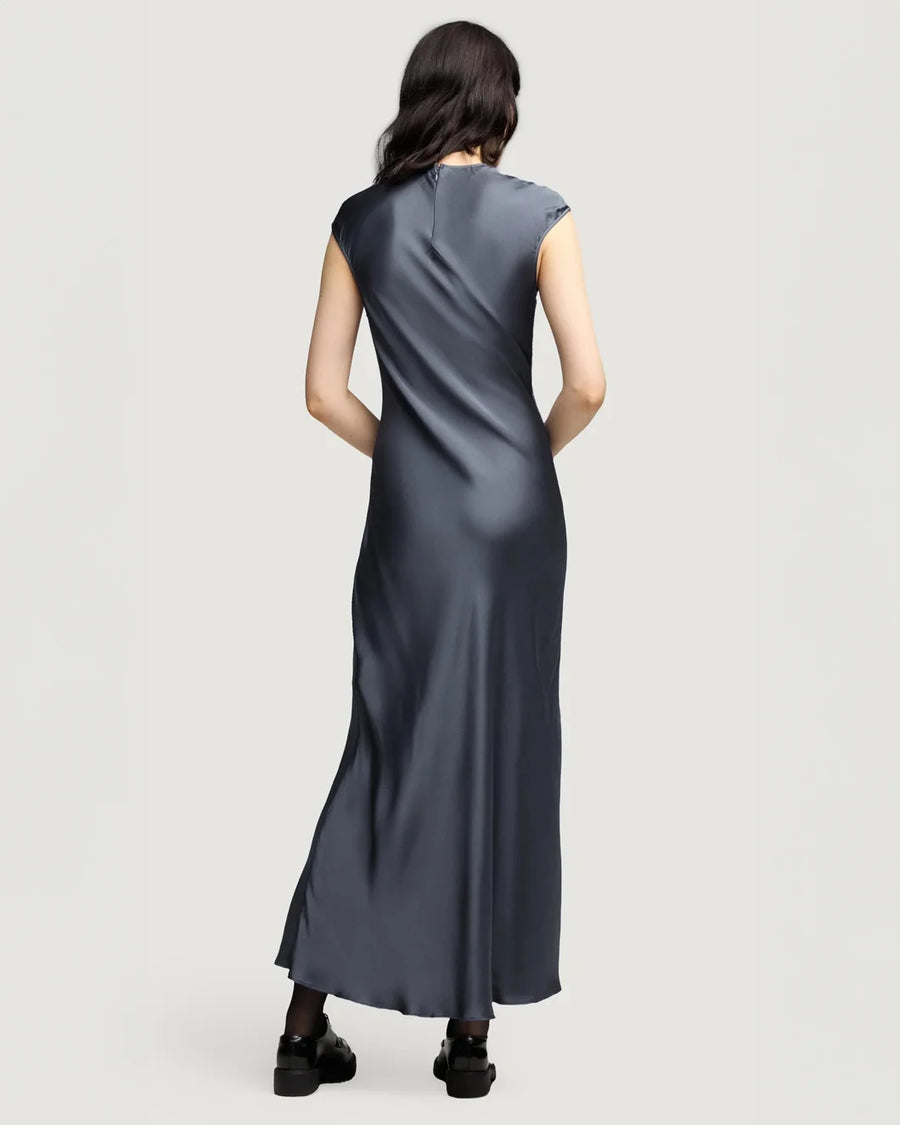 argent minimal bias dress blue stone back