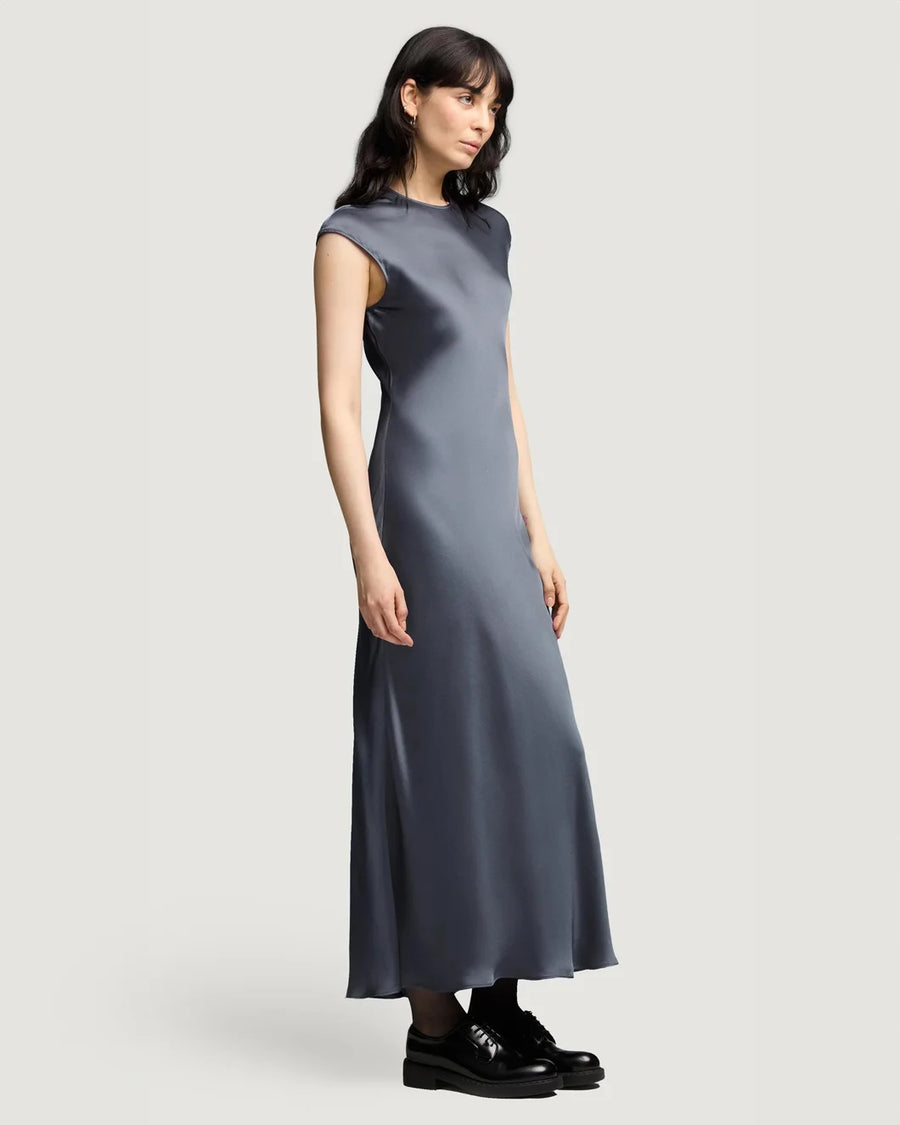 argent minimal bias dress blue stone side