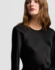 argent long sleeve bias top black front