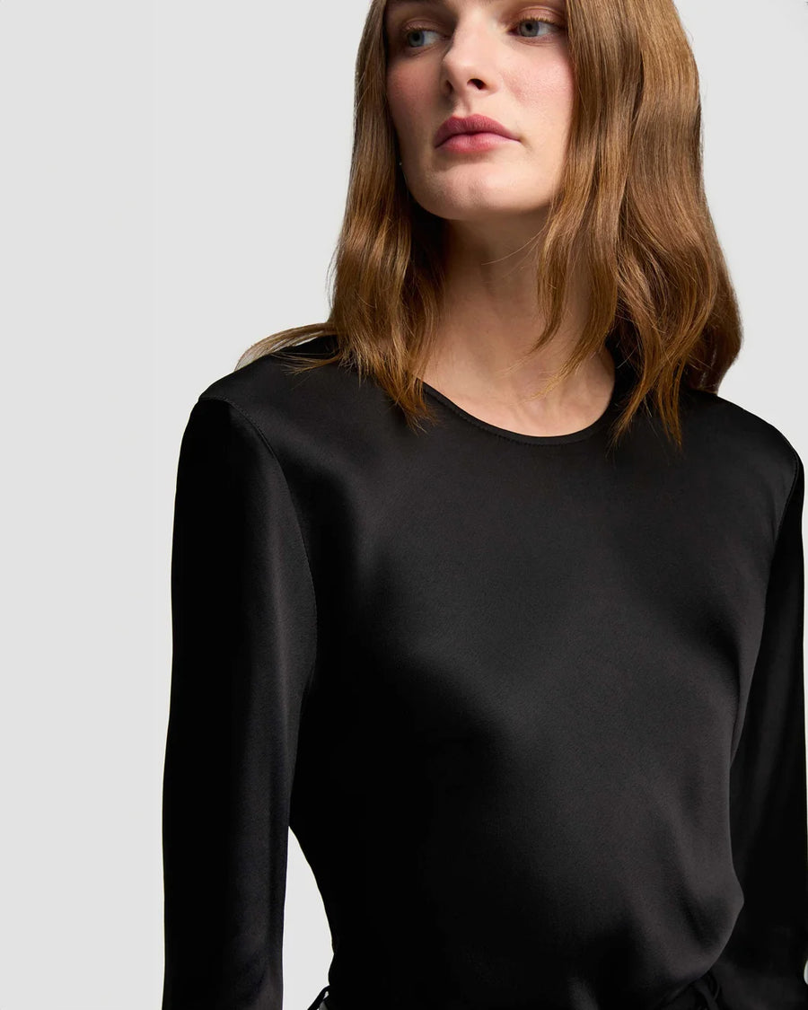 argent long sleeve bias top black front