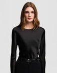 argent long sleeve bias top black front