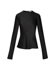 argent long sleeve bias top black