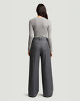 argent Single Pleat Trouser grey melange on figure back