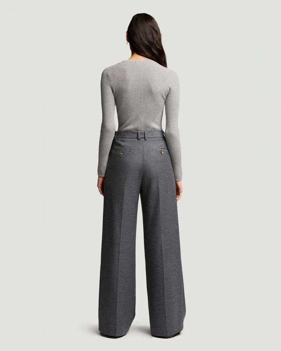 argent Single Pleat Trouser grey melange on figure back