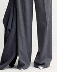 argent Single Pleat Trouser grey melange on figure front hem detail