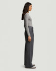 argent Single Pleat Trouser grey melange on figure side