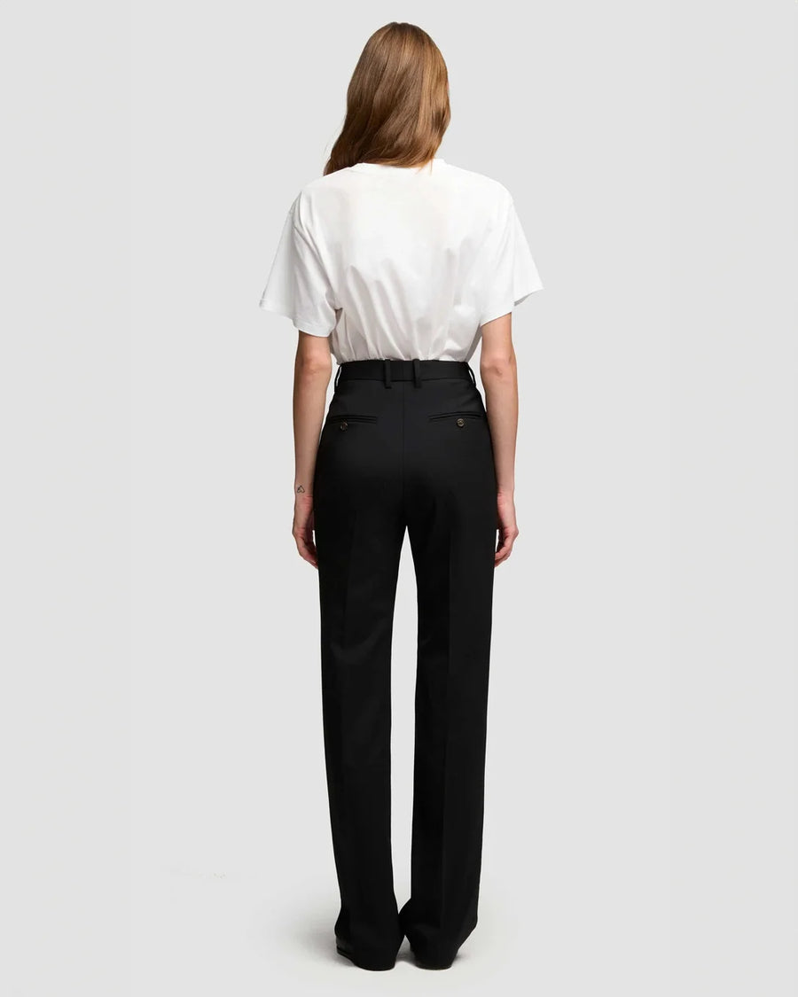 argent Straight Leg Trouser in Seasonless Wool Black on figure back