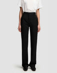 argent Straight Leg Trouser in Seasonless Wool Black on figure front