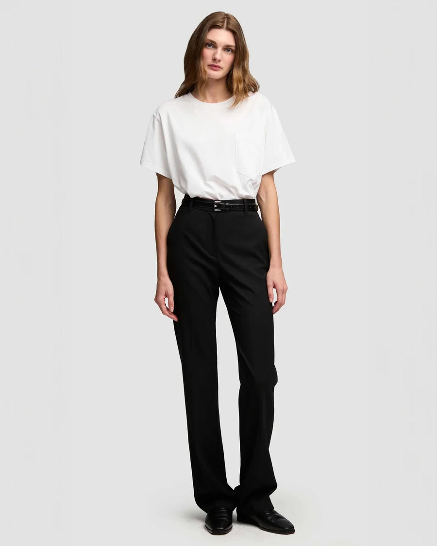 argent Straight Leg Trouser in Seasonless Wool Black on figure front