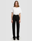 argent Straight Leg Trouser in Seasonless Wool Black on figure front