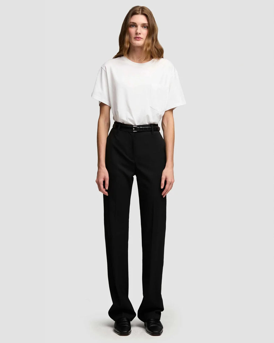 argent Straight Leg Trouser in Seasonless Wool Black on figure front