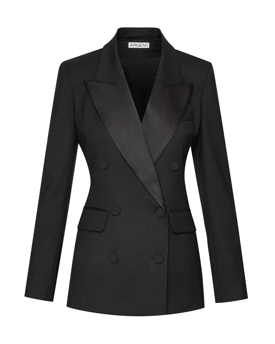 argent tuxedo blazer black