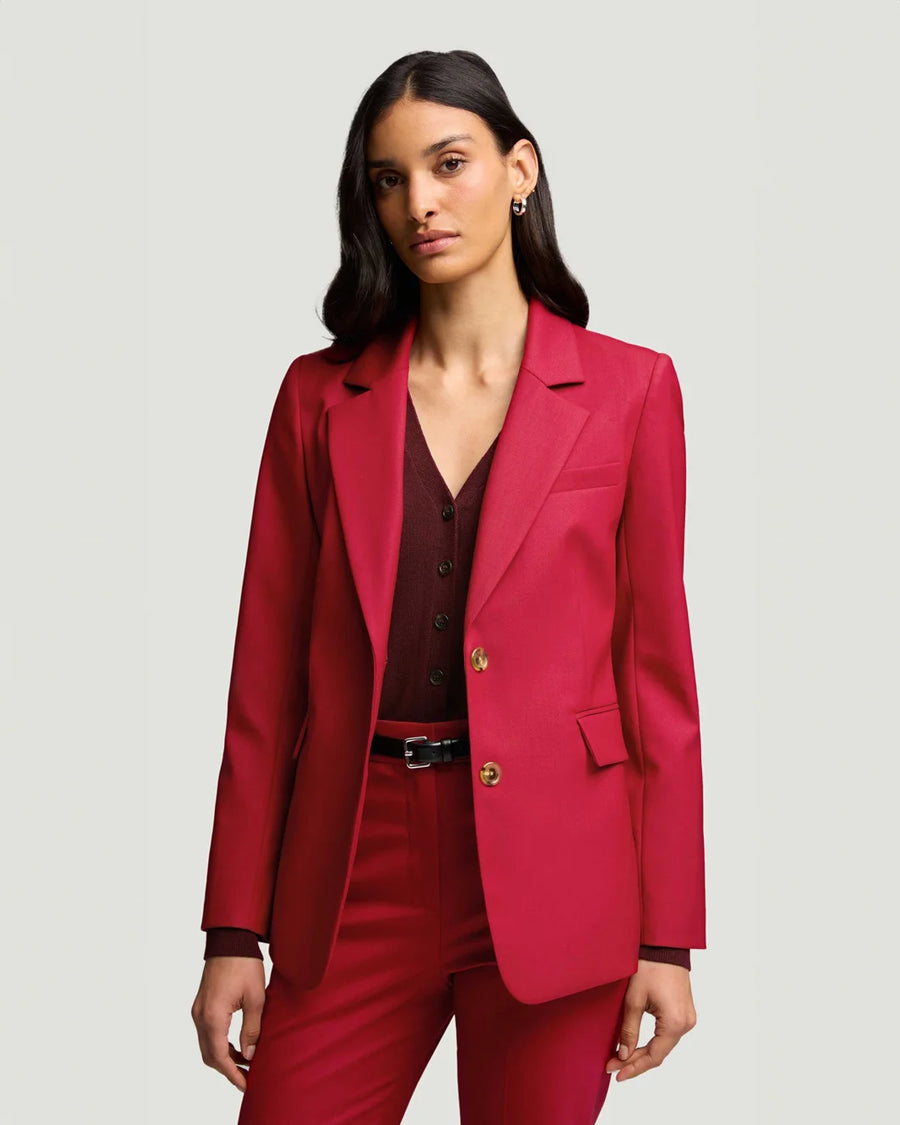 argent Two Button Blazer carmine red on figure front