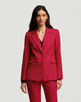 argent Two Button Blazer carmine red on figure front