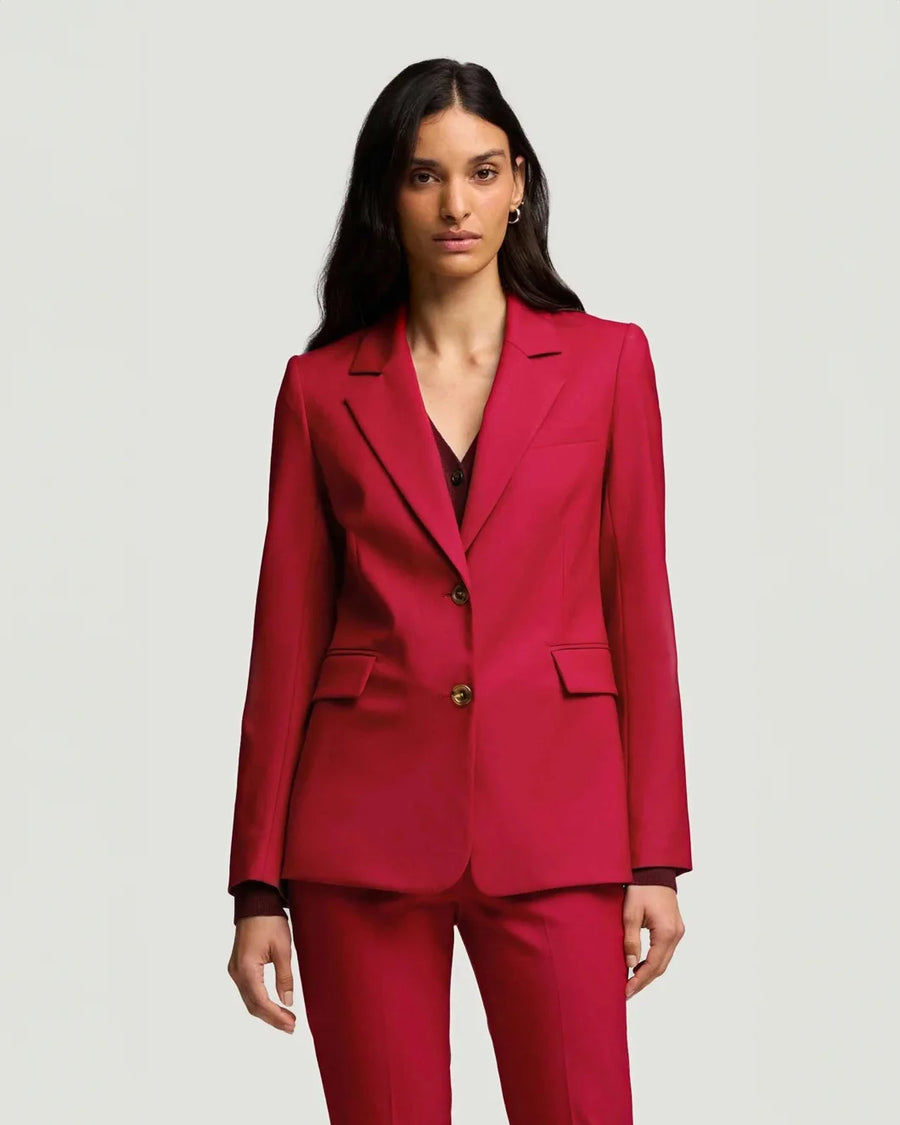 argent Two Button Blazer carmine red on figure front