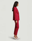 argent Two Button Blazer carmine red on figure side