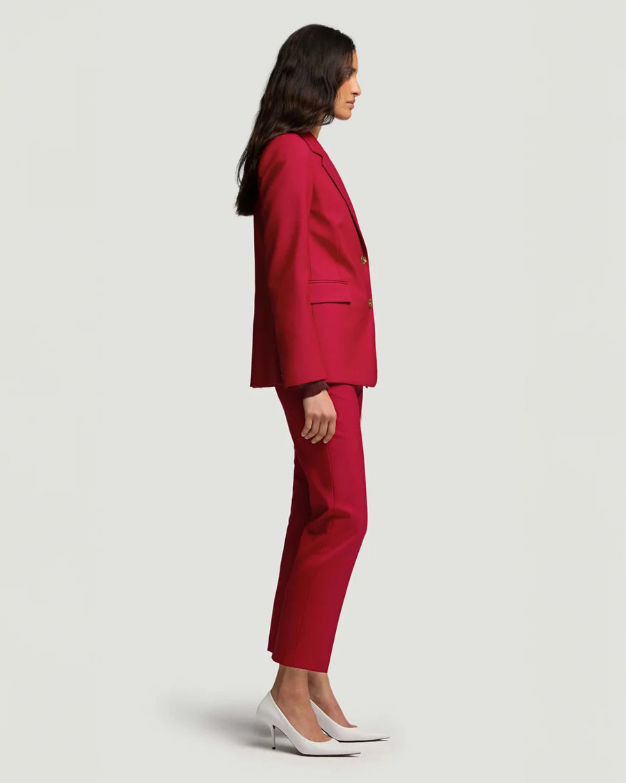 argent Two Button Blazer carmine red on figure side