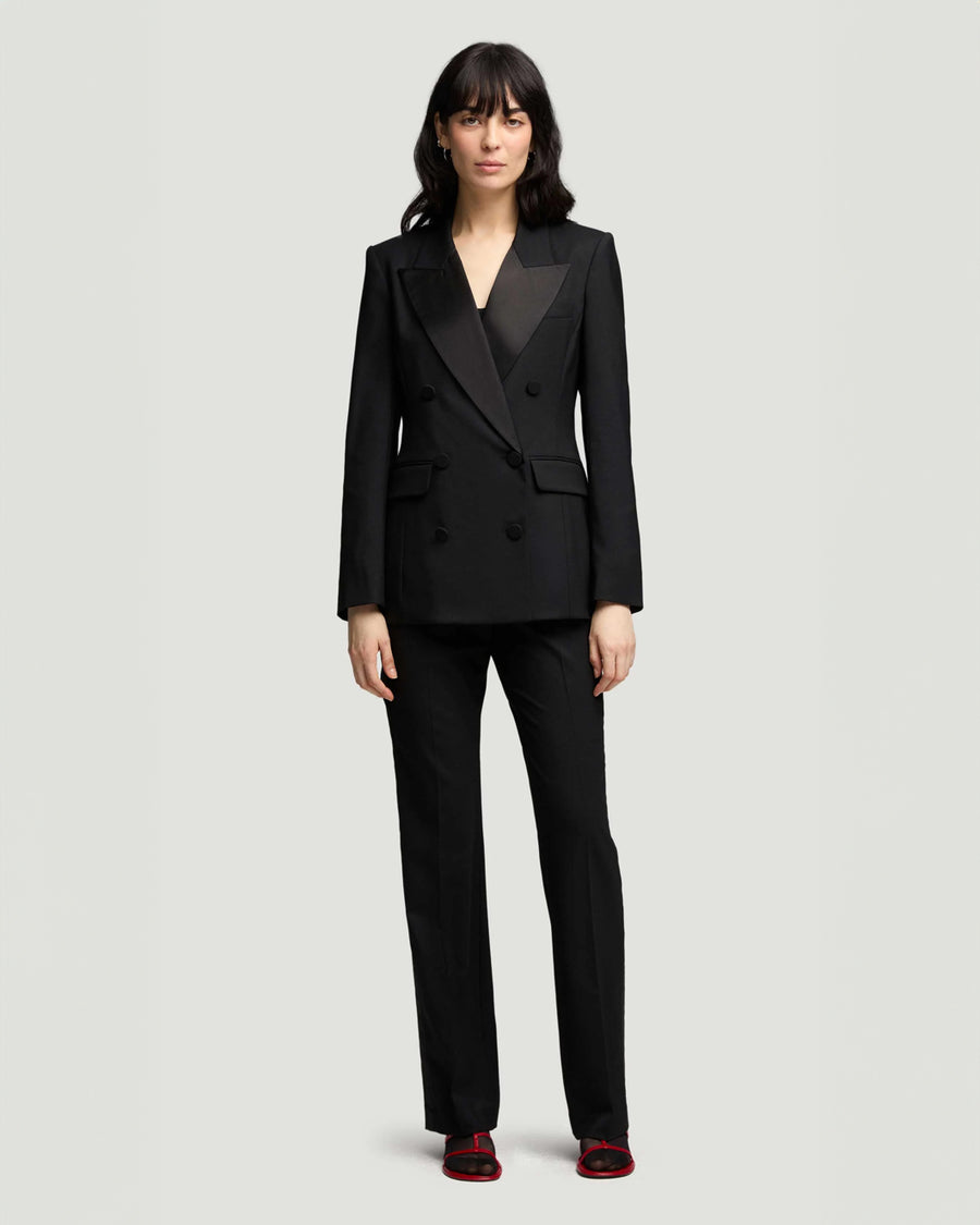 argent Tuxedo Trouser black on figure front