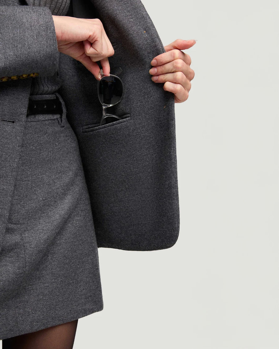 argent Weekend Blazer Grey Melange on figure pocket detail