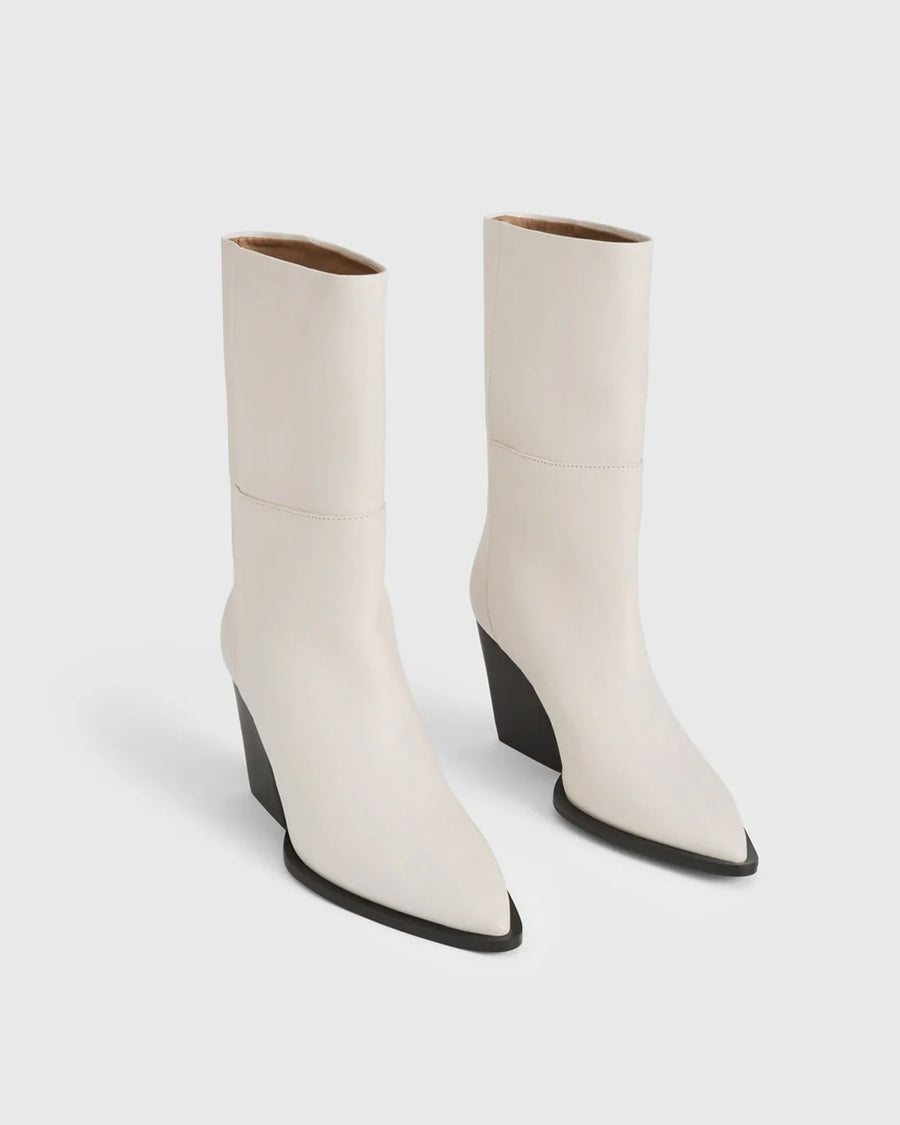 atp atelier Gavello Linen Leather Western boots pair