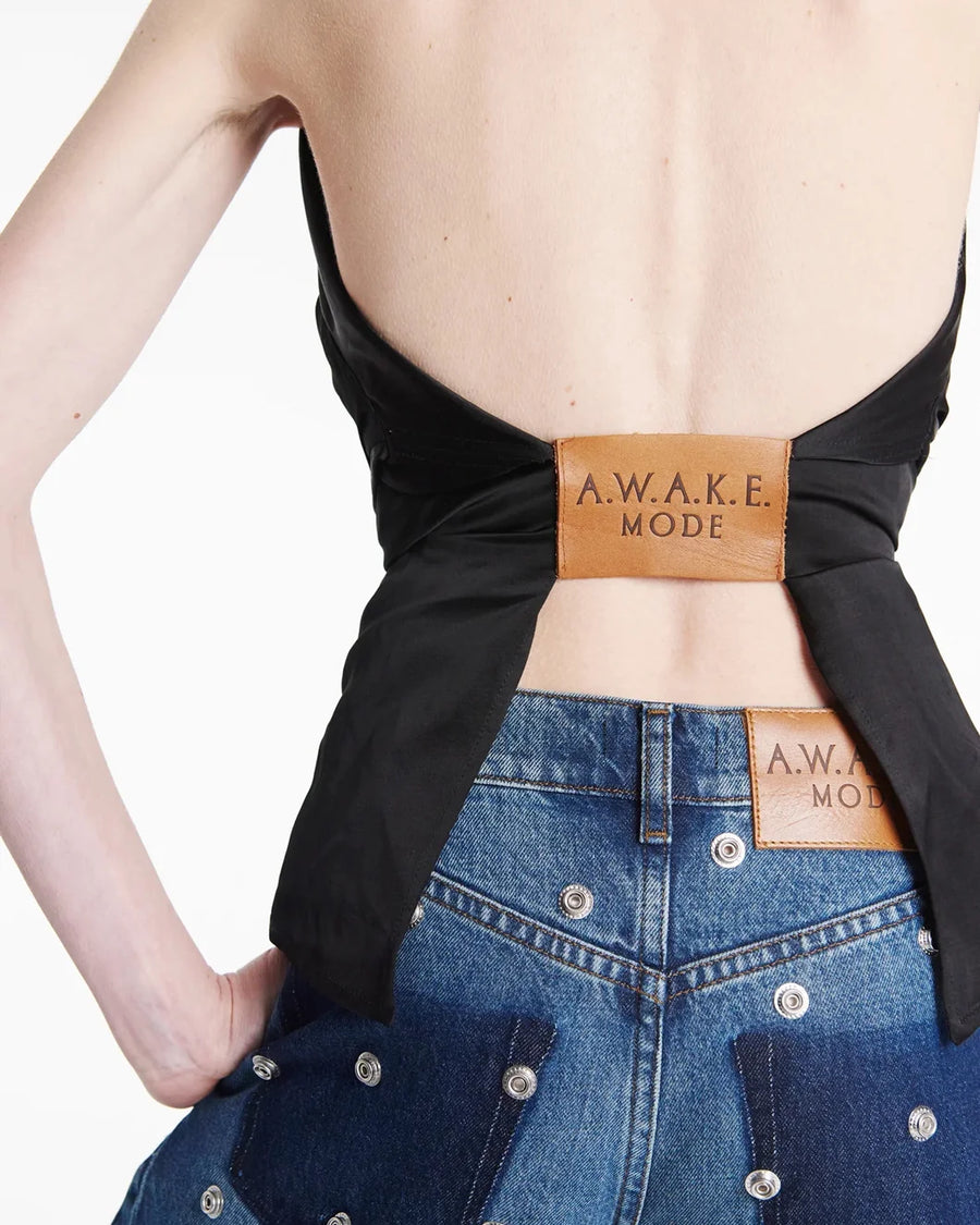 awake mode Deconstructed Shirt Halter Neck black back detail