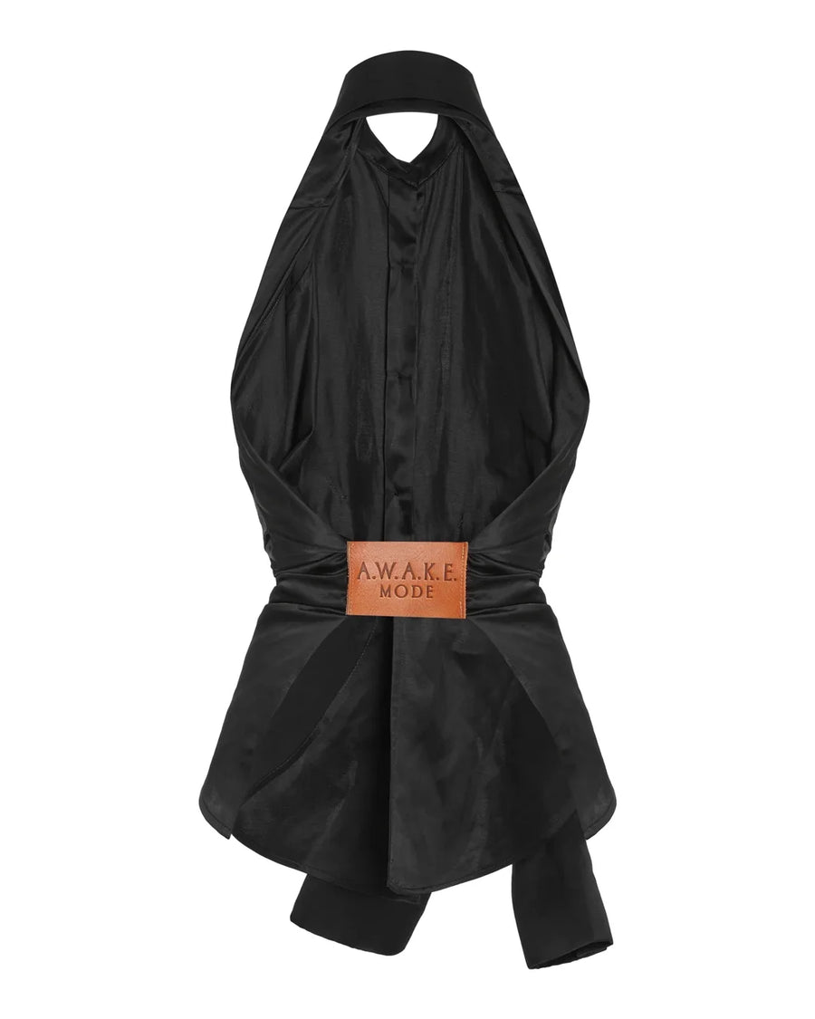 awake mode Deconstructed Shirt Halter Neck black back