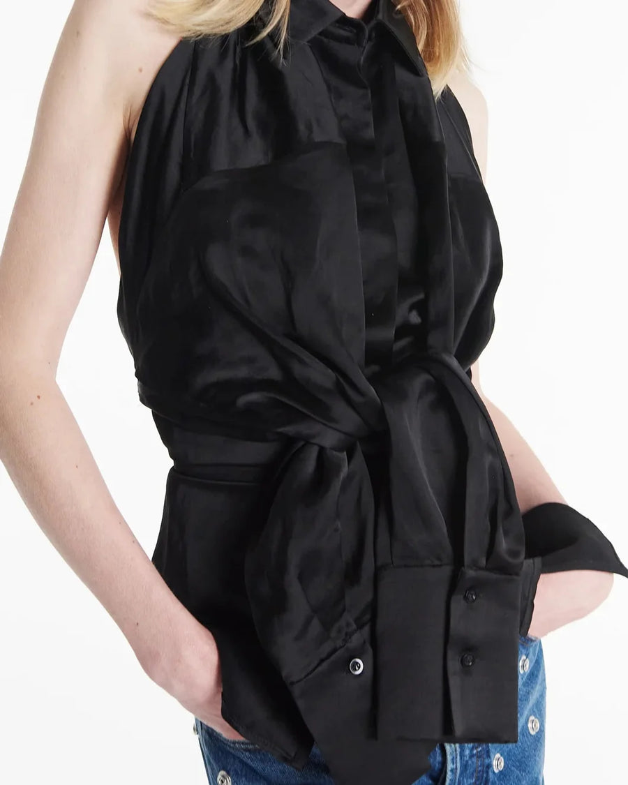 awake mode Deconstructed Shirt Halter Neck black detail