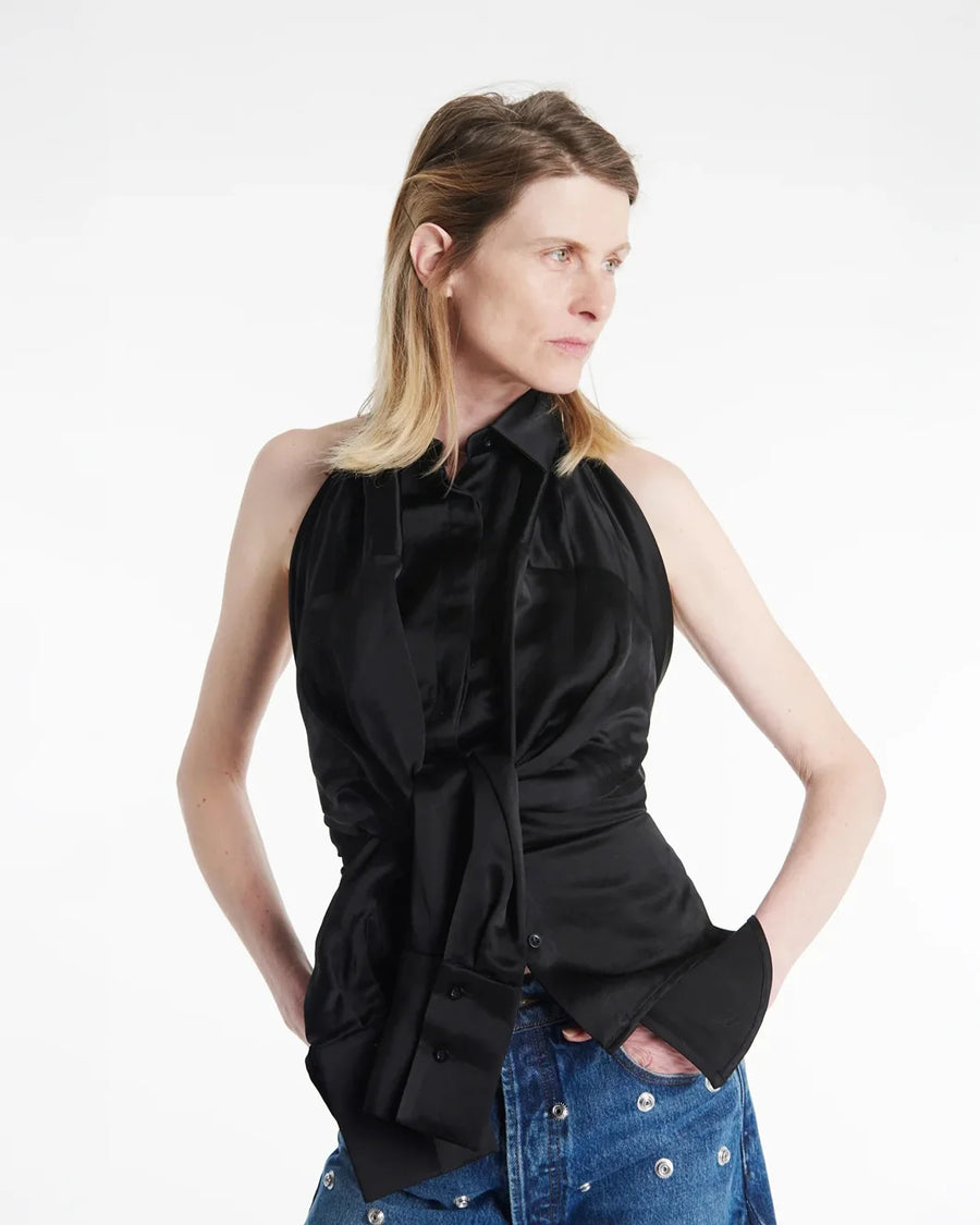 awake mode Deconstructed Shirt Halter Neck black front