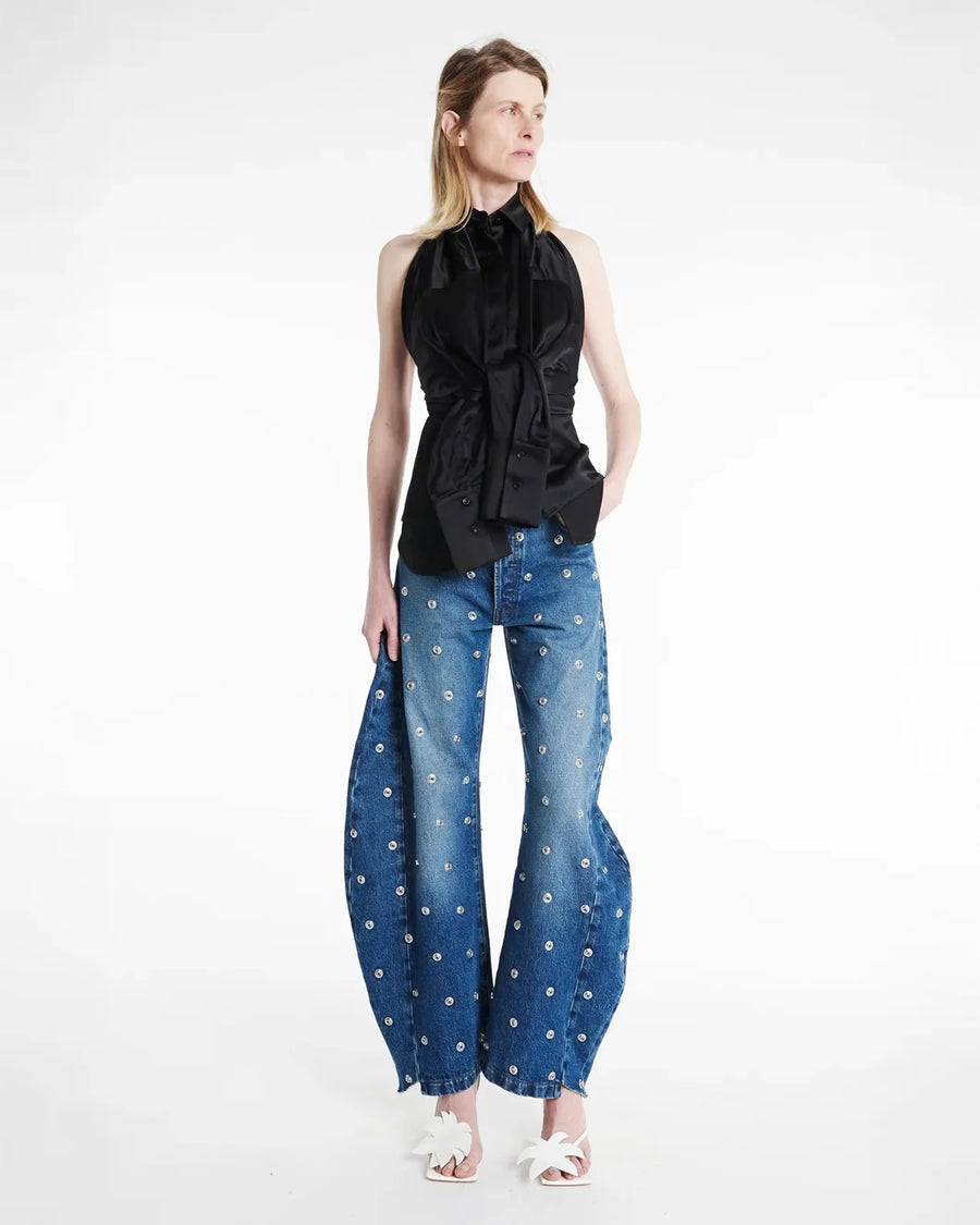 awake mode Deconstructed Shirt Halter Neck black front