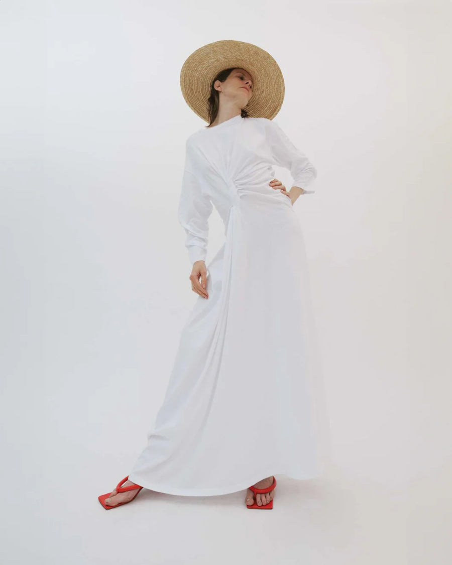 awake mode Knotted Jersey Dress white front