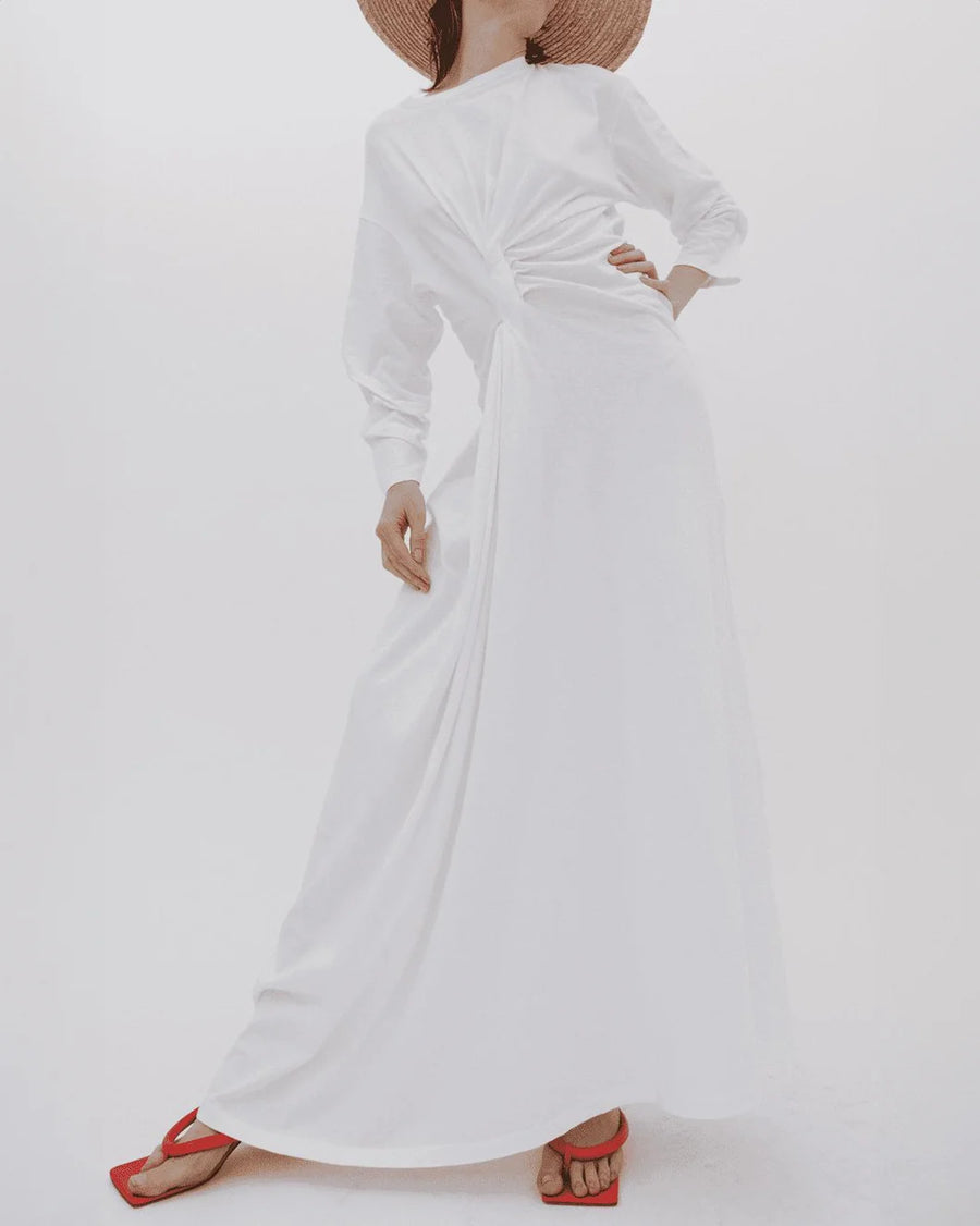 awake mode Knotted Jersey Dress white front