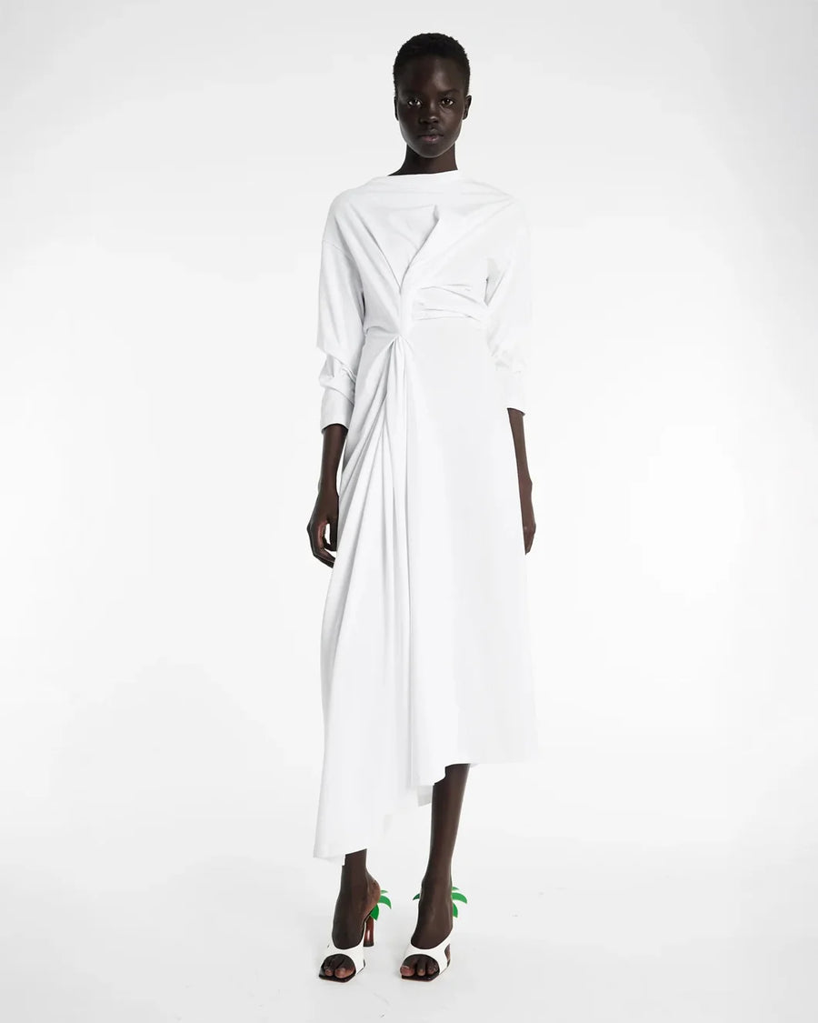 awake mode Knotted Jersey Dress white front