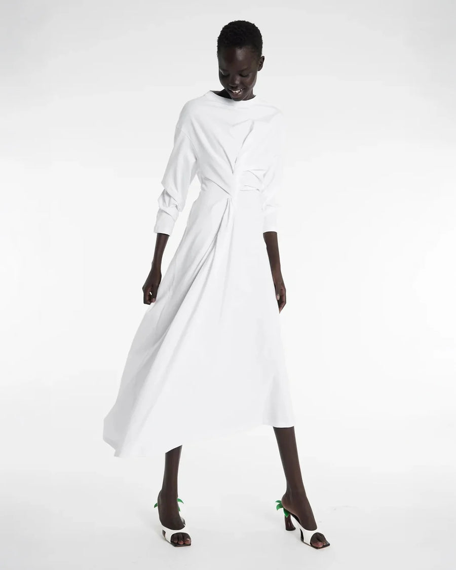 awake mode Knotted Jersey Dress white side motion