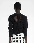 awake mode Long Sleeve Knotted Jersey Top Black back