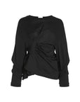 awake mode Long Sleeve Knotted Jersey Top Black