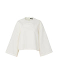 awake mode Loose Long Sleeve Top with Lip Appliqué white