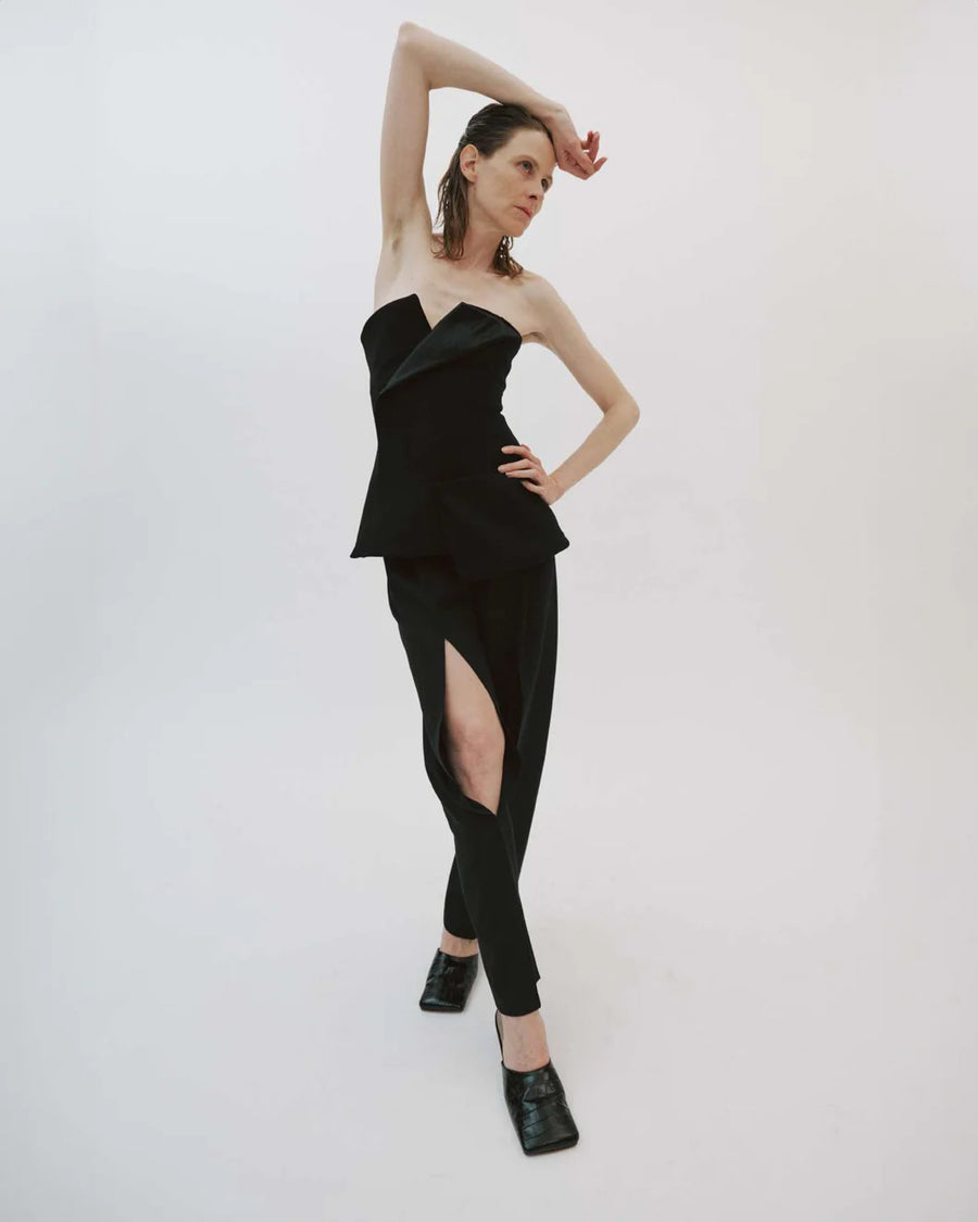 awake mode Pants with Vertical Slit Knees black front