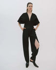 awake mode Pants with Vertical Slit Knees black front