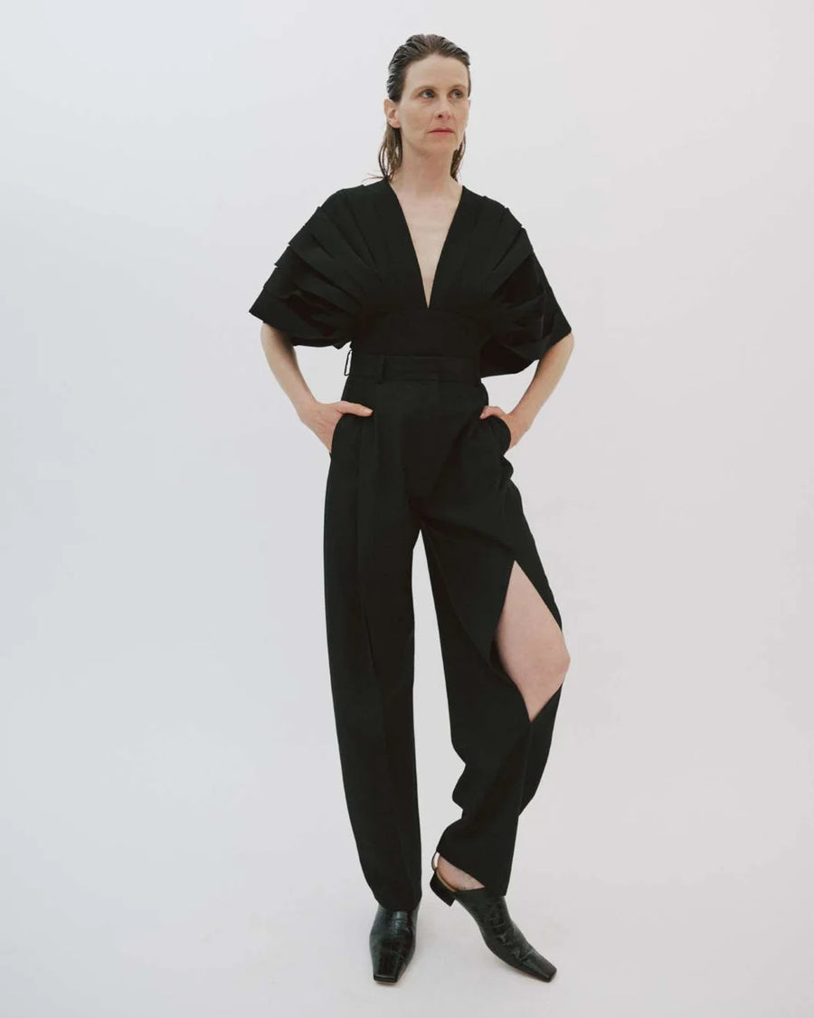 awake mode Pants with Vertical Slit Knees black front